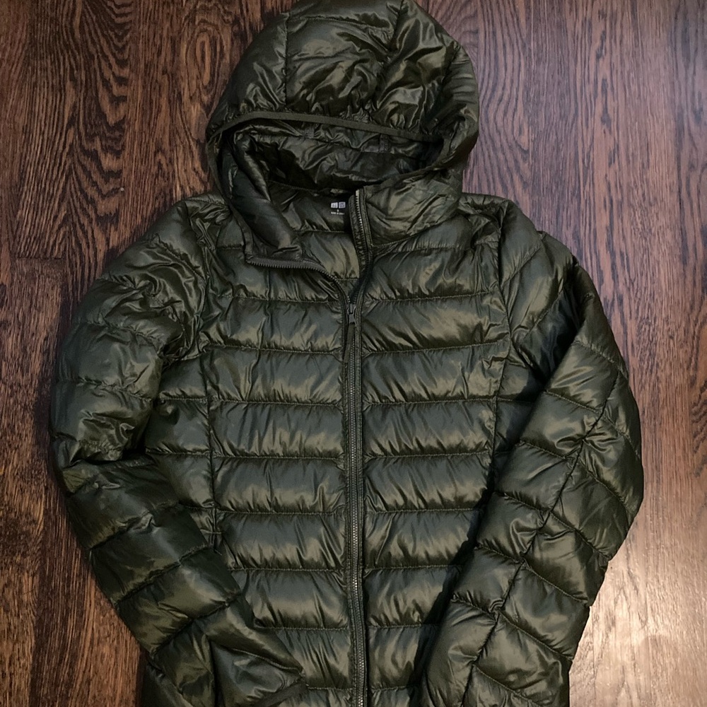 Uniqlo Olive Quilted Jacket Lightweight Packable Coat